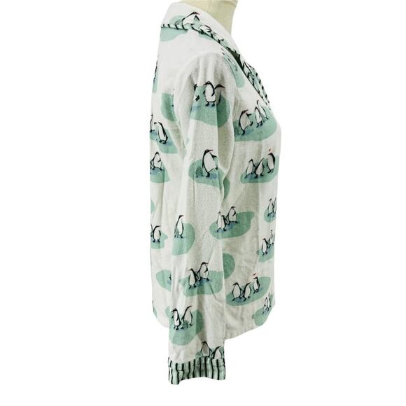 Munki Munki White Penguin Love Flannel Pajama Set Large - Picture 7 of 13